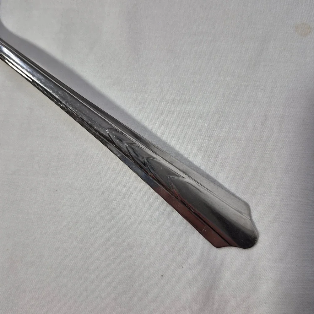 EKCO Slotted Serving Spoon EKS7 Floral Chevron Stainless Steel Vtg USA 8.25